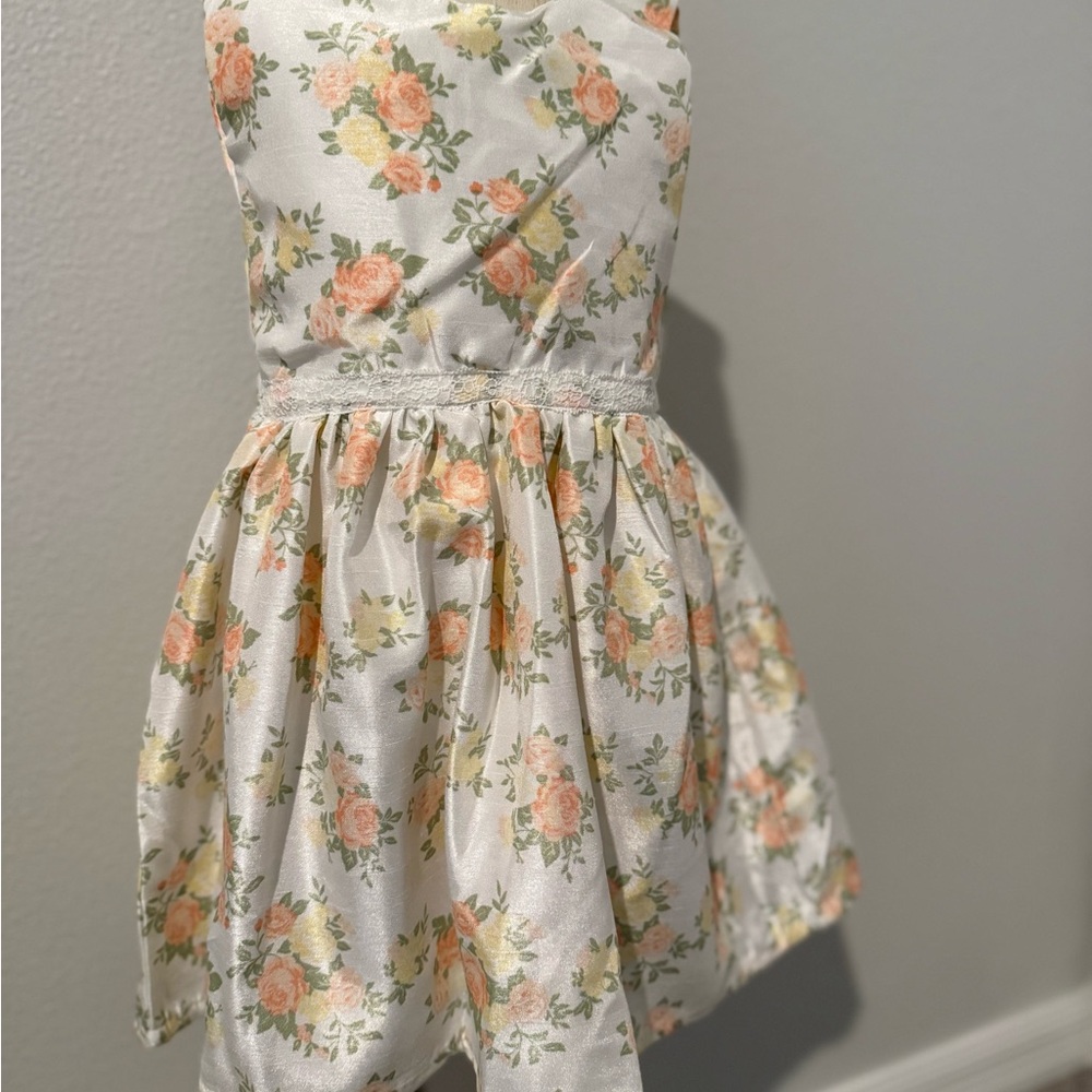 Girls Easter Floral Dress Peach Coat Set w/Purse & Hair Clips NWT 4T - Picture 5 of 7